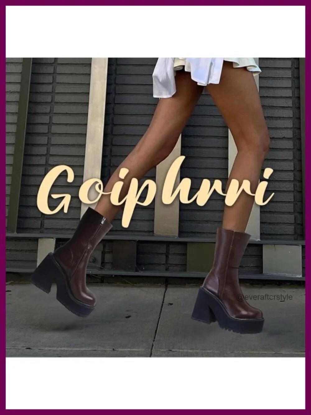 Women's Chunky Platform Ankle Boots with Zipper - Faux Leather Goth Punk Booties